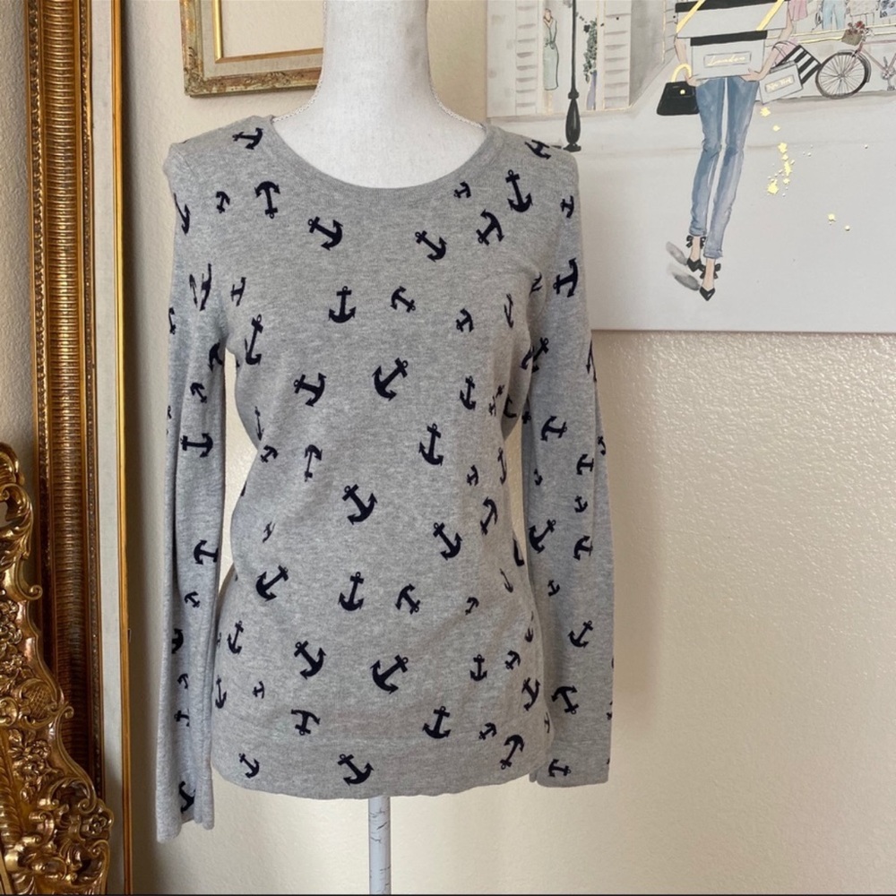 GAP Gray Sweater with Navy Anchors